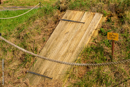 A Wooden Door to an Underground Bunker in a Redoubt in Valley Forge National Historical Park