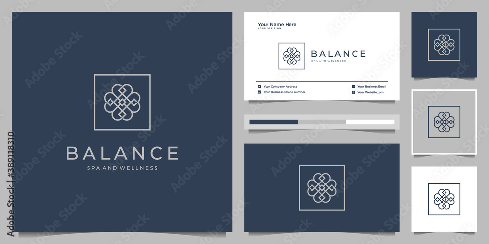 Fototapeta premium Elegant flower rose beauty, yoga and spa. logo design and business card