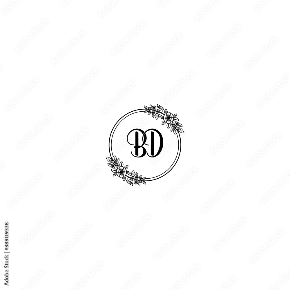 Initial BD Handwriting, Wedding Monogram Logo Design, Modern Minimalistic and Floral templates for Invitation cards Initial BD Handwriting, Wedding Monogram Logo Design, Modern Minimalistic and Floral templates for Invitation cards