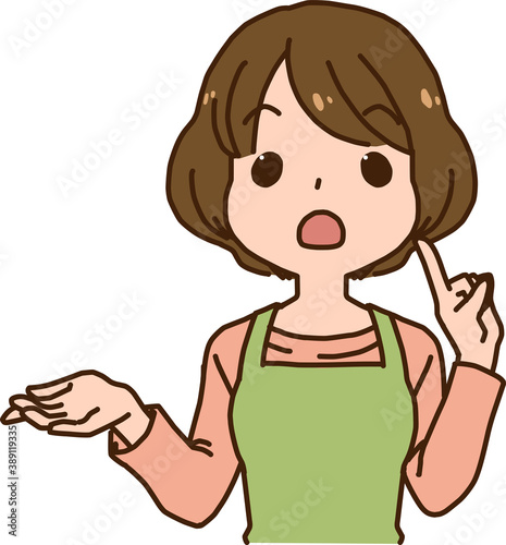 説明をする主婦