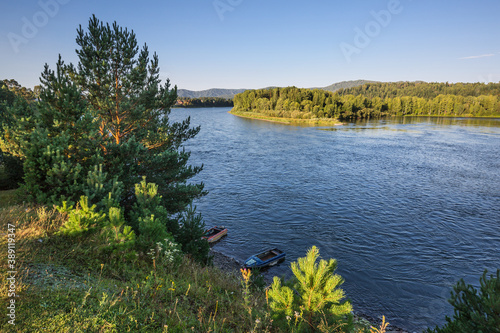 Summer landscape with the river Biya. The Village Of Turochak, Altai Republic photo