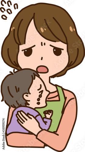 子育て中、ぐずる赤ちゃんと困るお母さん