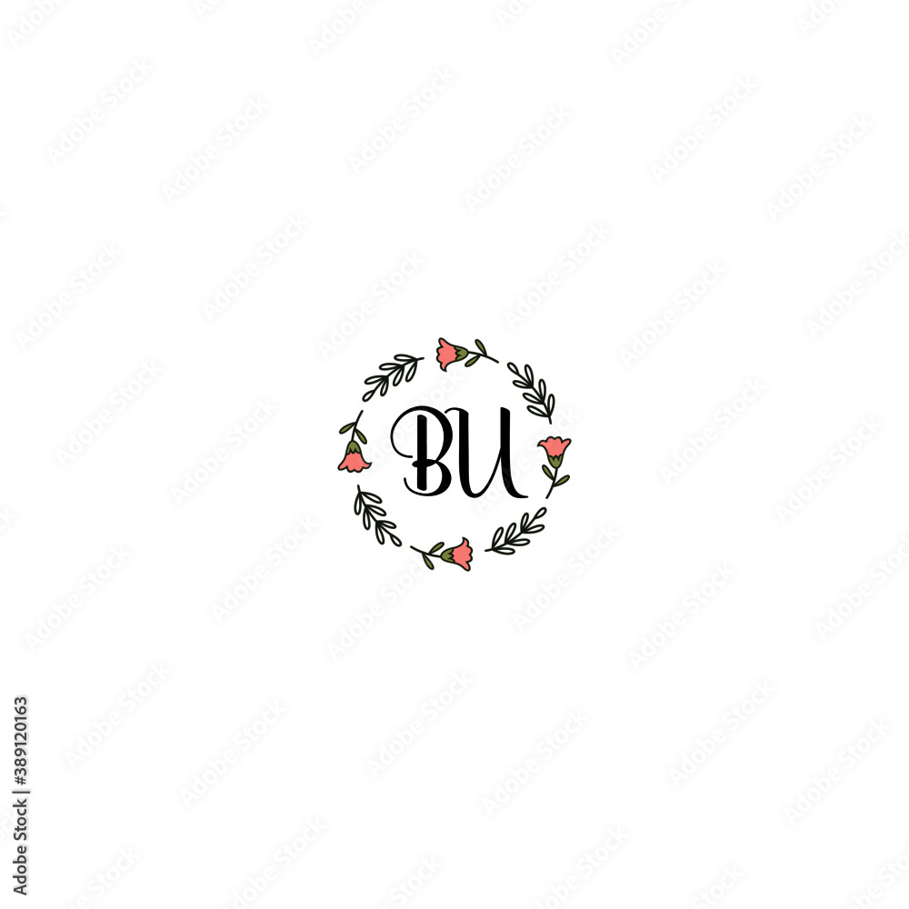 Initial BU Handwriting, Wedding Monogram Logo Design, Modern Minimalistic and Floral templates for Invitation cards Initial BU Handwriting, Wedding Monogram Logo Design, Modern Minimalistic and Floral templates for Invitation cards