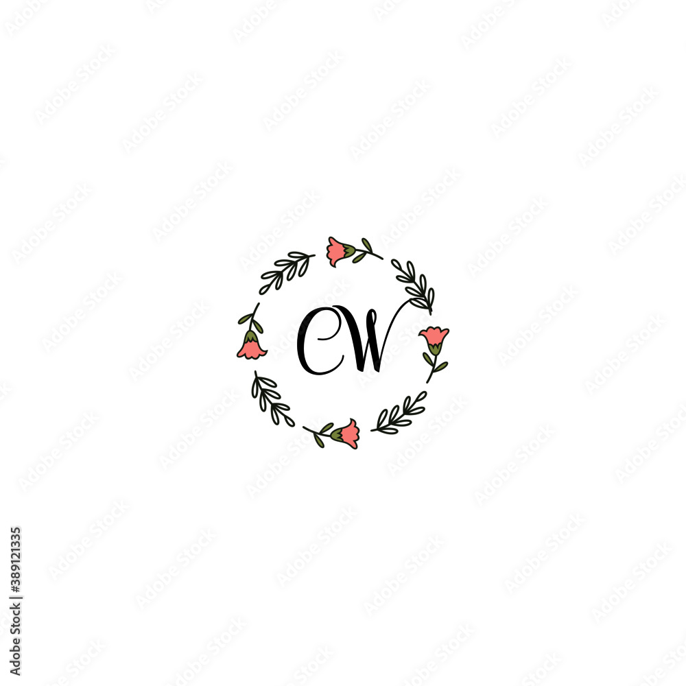 Initial CW Handwriting, Wedding Monogram Logo Design, Modern