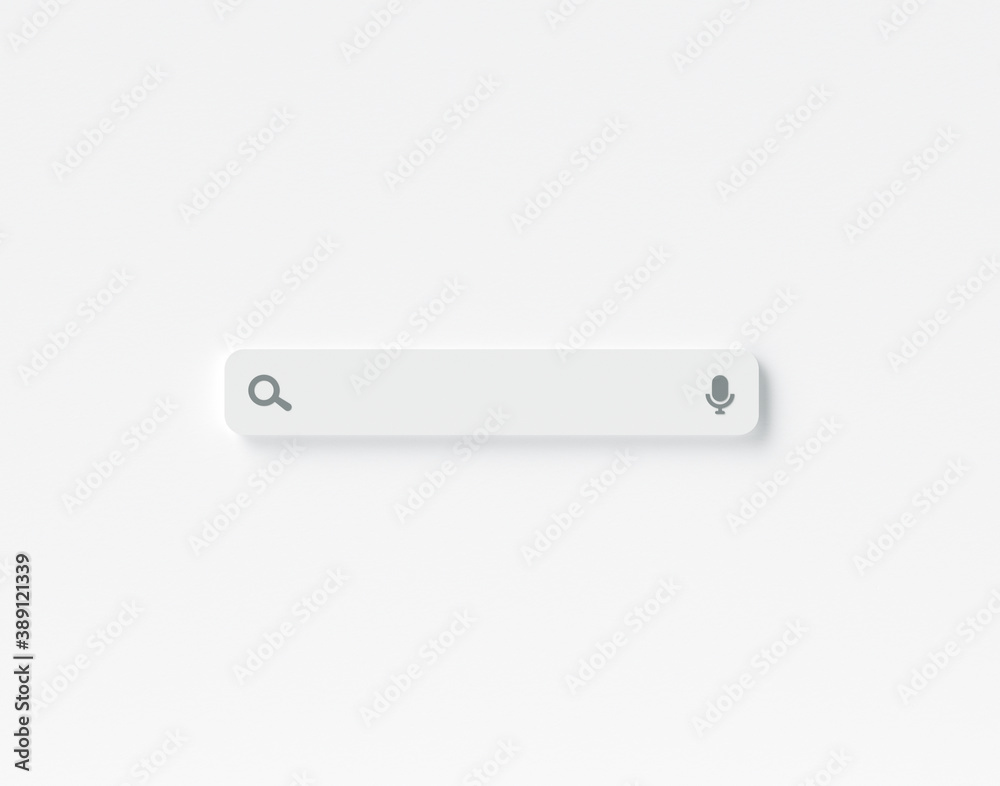 Minimal blank search bar on white background. Empty search bar mockup for titles, text. 3d rendering