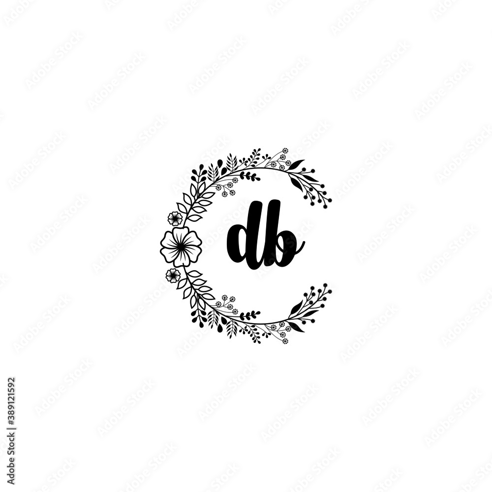 Initial DB Handwriting, Wedding Monogram Logo Design, Modern Minimalistic and Floral templates for Invitation cards Initial DB Handwriting, Wedding Monogram Logo Design, Modern Minimalistic and Floral templates for Invitation cards
