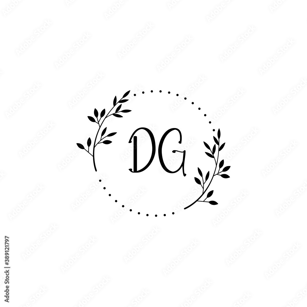 Initial DG Handwriting, Wedding Monogram Logo Design, Modern Minimalistic and Floral templates for Invitation cards