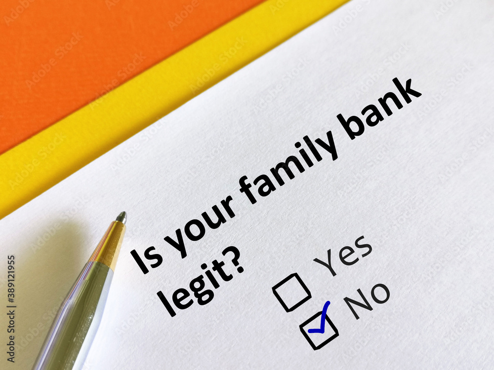 One person is answering question about family. The person is thinking if his family bank is legit. One person is answering question about family. The person is thinking if his family bank is legit.