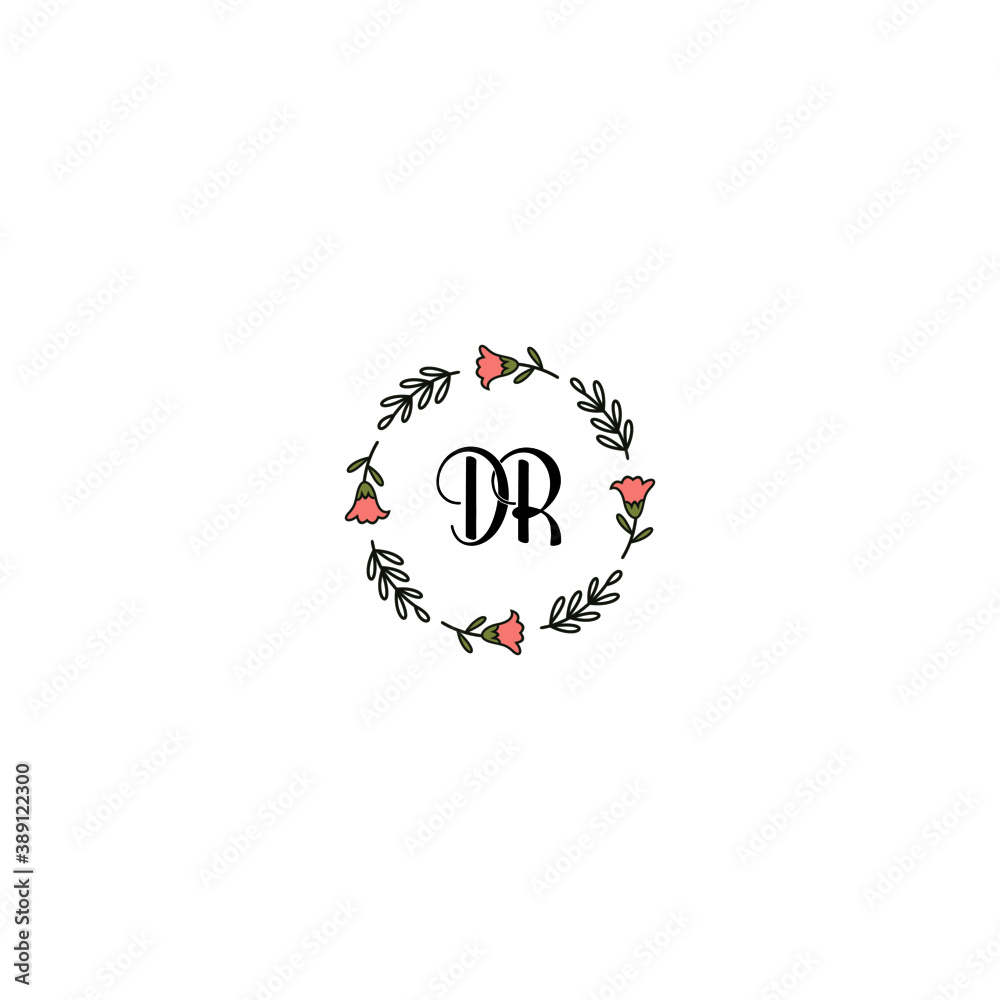 Initial DR Handwriting, Wedding Monogram Logo Design, Modern Minimalistic and Floral templates for Invitation cards Initial DR Handwriting, Wedding Monogram Logo Design, Modern Minimalistic and Floral templates for Invitation cards