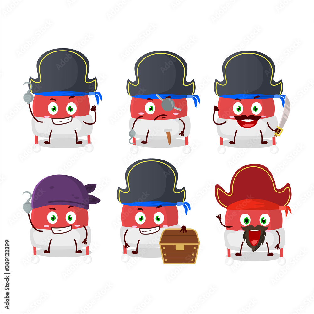 Obraz premium Cartoon character of christmas hat with various pirates emoticons