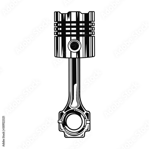 Piston vector illustration. Retro car chrome part, vintage detail. Car repair concept for mechanic service station emblem or garage label templates