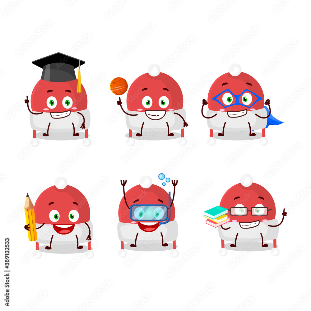 School student of christmas hat cartoon character with various expressions School student of christmas hat cartoon character with various expressions