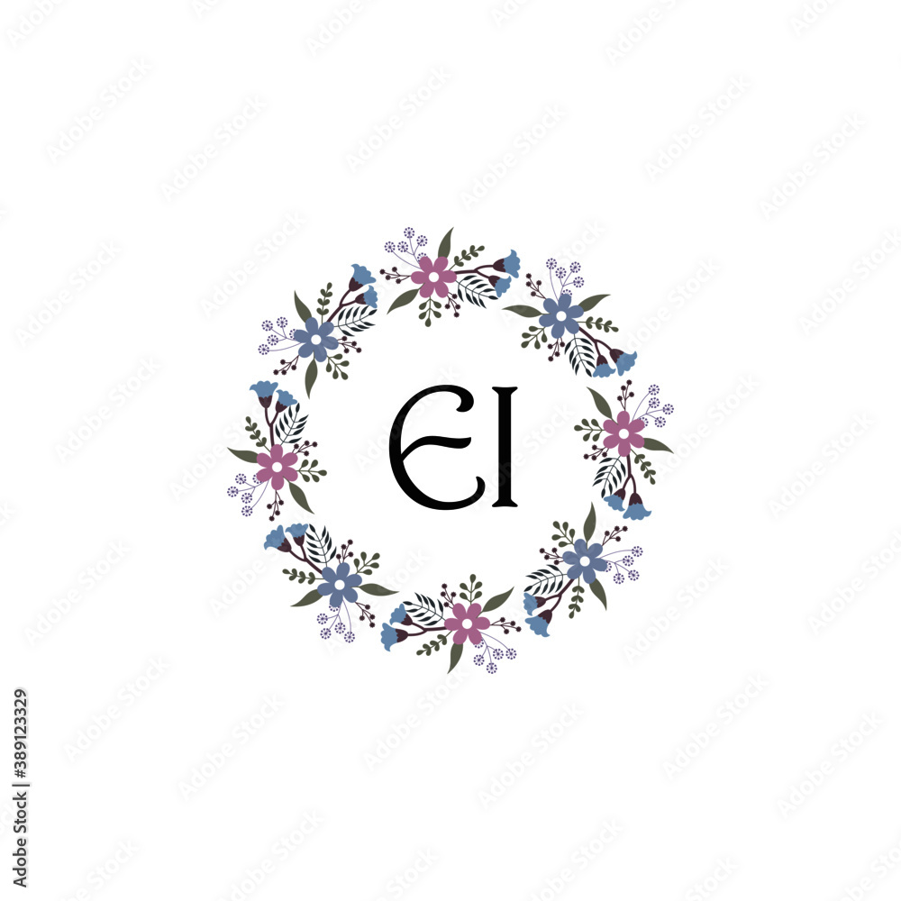 Initial EI Handwriting, Wedding Monogram Logo Design, Modern Minimalistic and Floral templates for Invitation cards Initial EI Handwriting, Wedding Monogram Logo Design, Modern Minimalistic and Floral templates for Invitation cards