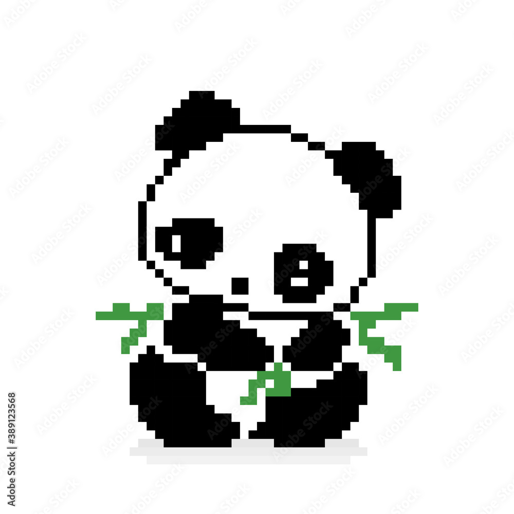 Pixel panda image. Animal pixels in vector illustration for cross stitch  pattern. Stock Vector | Adobe Stock