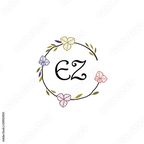 Initial EZ Handwriting, Wedding Monogram Logo Design, Modern Minimalistic and Floral templates for Invitation cards © LAURIS