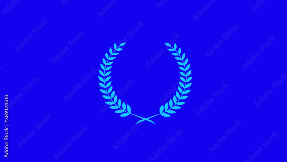 Aqua color wreath icon on blue background, New wheat icon