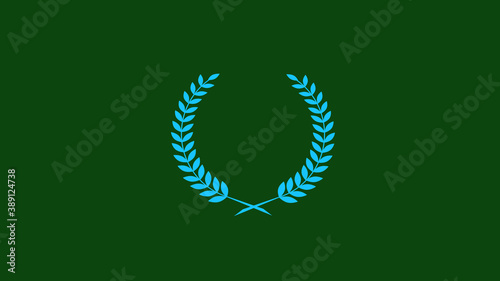 Amazing aqua color wreath icon on green dark background, Wheat icon