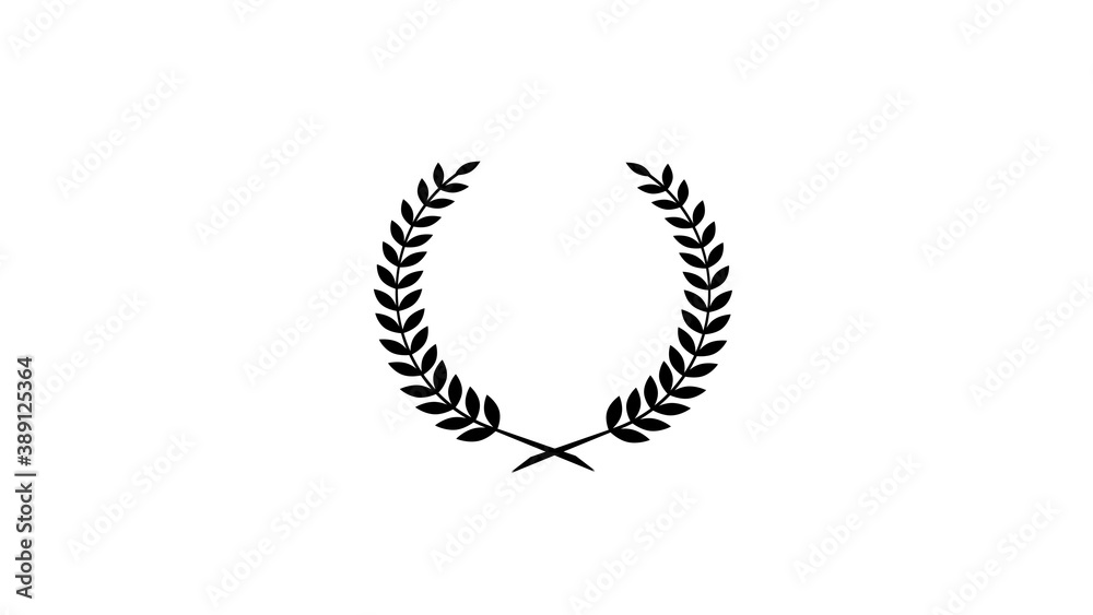 Black color wreath logo icon on white background, Amazing black color wheat icon on white background Black color wreath logo icon on white background, Amazing black color wheat icon on white background