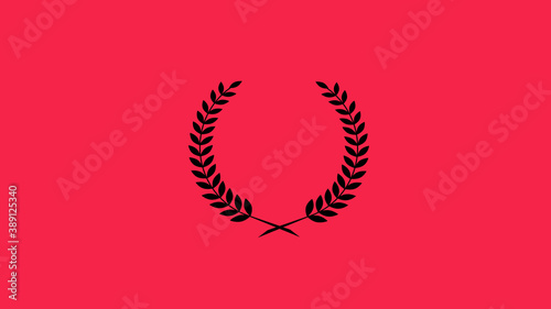 Black color Wheat logo icon on red background, Best wreath icon, Wreath logo design icon