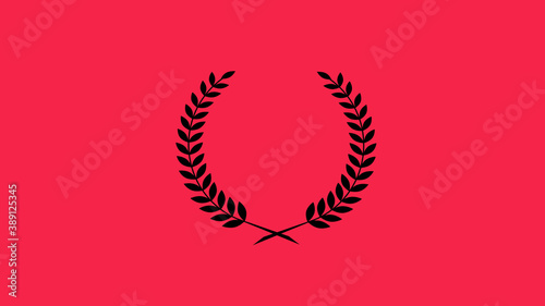 Black color Wheat logo icon on red background, Best wreath icon, Wreath logo design icon