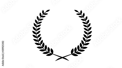 Black color wreath logo icon on white background, Amazing black color wheat icon on white background