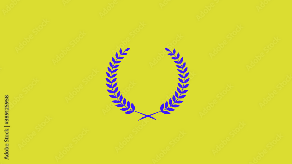 Blue color wreath logo icon on yellow color background, New wheat icon