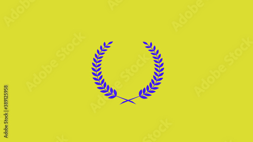 Blue color wreath logo icon on yellow color background, New wheat icon