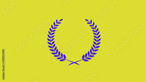 Blue color wreath logo icon on yellow color background, New wheat icon