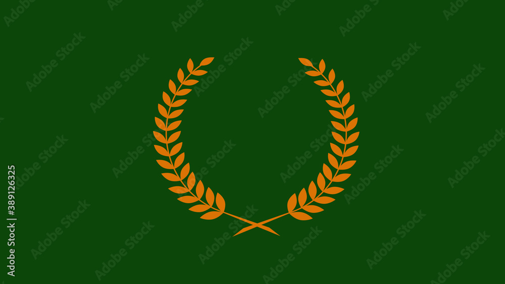 Top brown color wreath logo icon on green dark background, Wheat icon