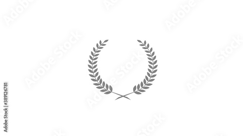 Beautiful gray color wreath logo icon on white background, New wheat icon