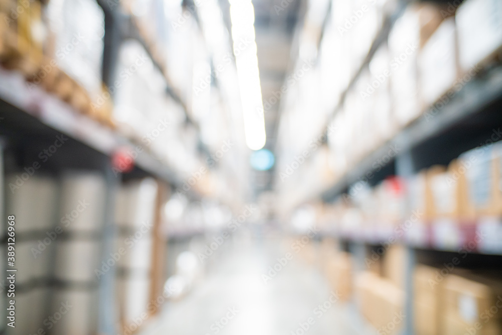 Fototapeta premium Abstract blurred store box on shopping shelf