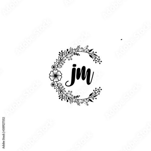 Initial JM Handwriting, Wedding Monogram Logo Design, Modern Minimalistic and Floral templates for Invitation cards