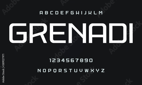 Grenadi Font. Elegant alphabet letters. Classic Lettering Minimal Fashion Designs. Typography modern sans serif fonts and numbers. vector illustration