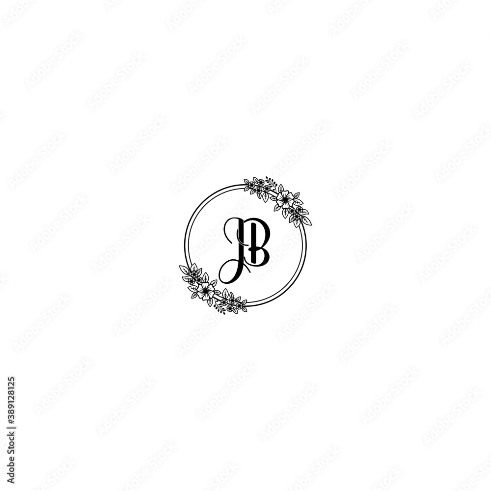 Initial JB Handwriting, Wedding Monogram Logo Design, Modern Minimalistic and Floral templates for Invitation cards