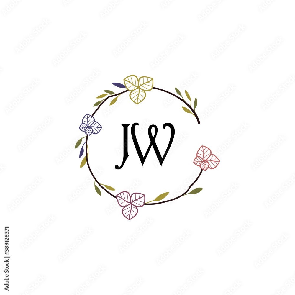 Initial IW Handwriting, Wedding Monogram Logo Design, Modern Minimalistic and Floral templates for Invitation cards