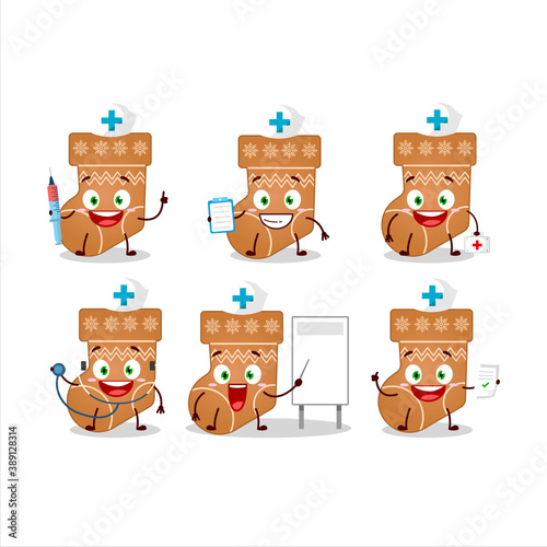 Doctor profession emoticon with socks cookie cartoon character