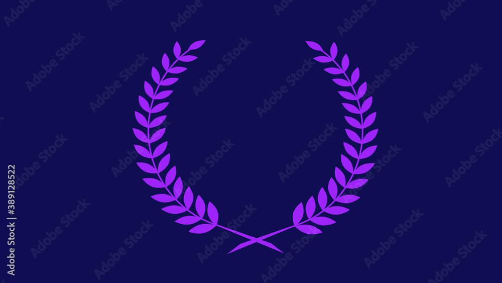 Wheat icon on blue dark background, Wreath logo icon on blue dark background Wheat icon on blue dark background, Wreath logo icon on blue dark background