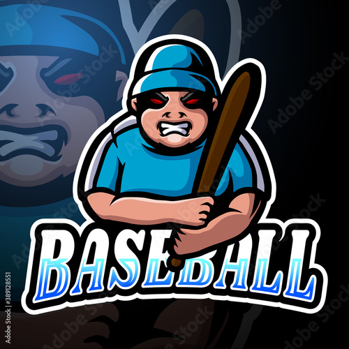 Baseball player esport logo mascot design