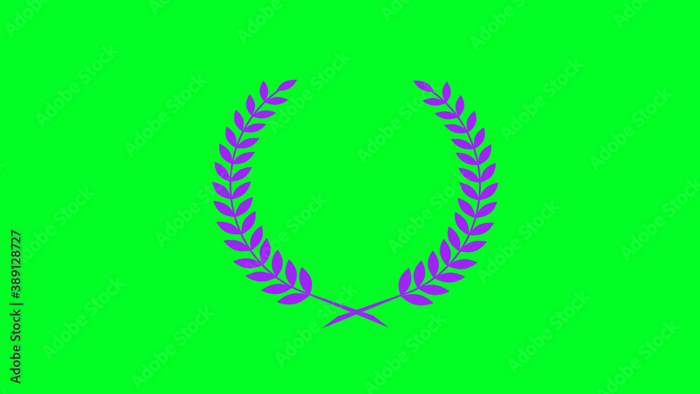 New purple color wreath icon on green background, Amazing wheat icon New purple color wreath icon on green background, Amazing wheat icon