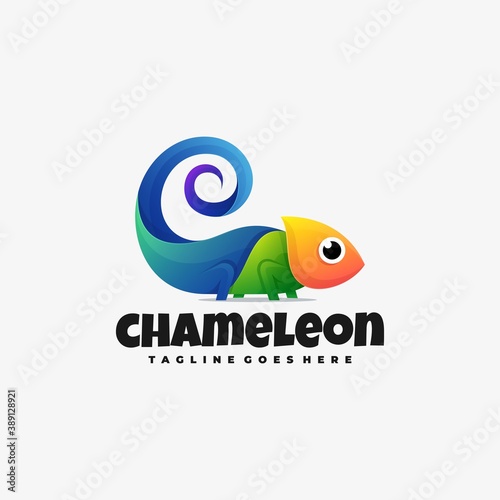Vector Logo Illustration Chameleon Gradient Colorful Style.