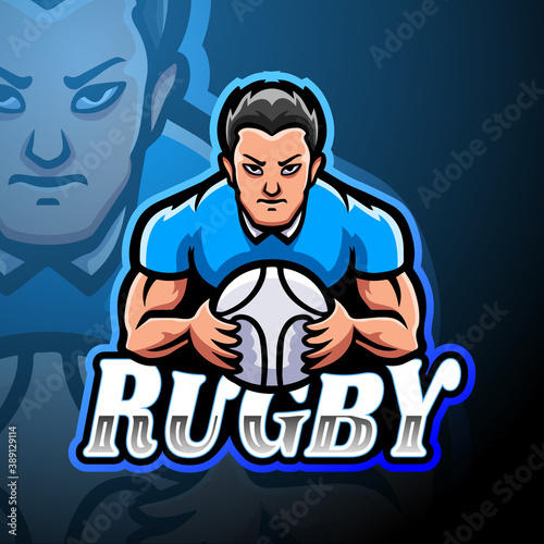 Rugby esport logo mascot design