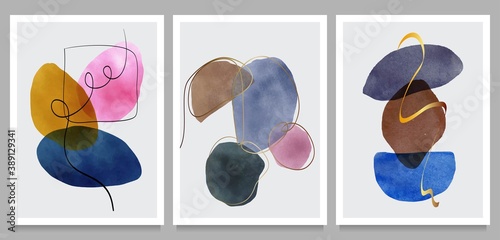 creative vector minimalist hand painted,  various shapes and organic modern art objects for background, social media, wall decoration, postcard