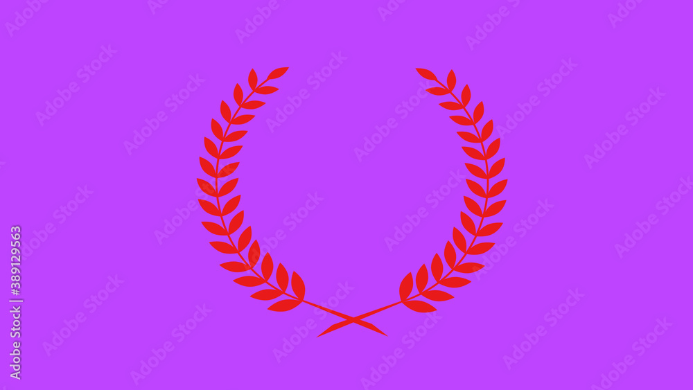 Best red color wreath icon on purple background, Amazing wheat icon Best red color wreath icon on purple background, Amazing wheat icon