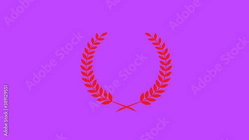 Best red color wreath icon on purple background, Amazing wheat icon