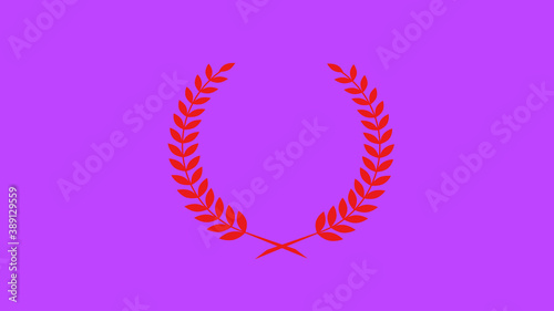 Best red color wreath icon on purple background, Amazing wheat icon