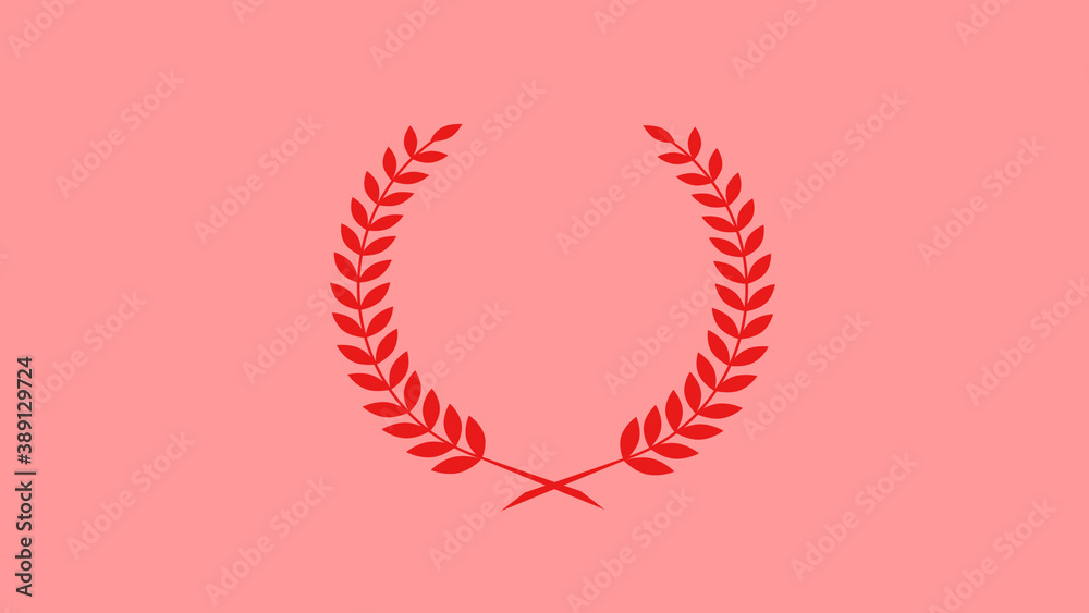 Amazing red color wreath icon on red light background, New wheat icon Amazing red color wreath icon on red light background, New wheat icon