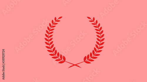 Amazing red color wreath icon on red light background, New wheat icon