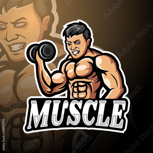 Muscle esport logo mascot design