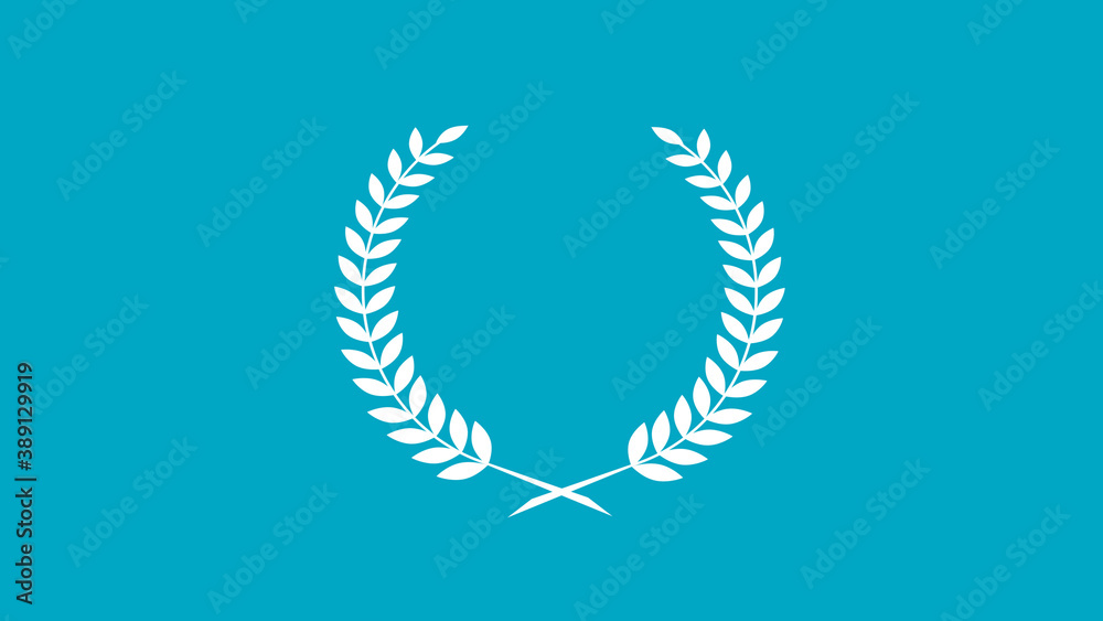 Beautiful white color wreath icon on cyan background, New wheat logo icon