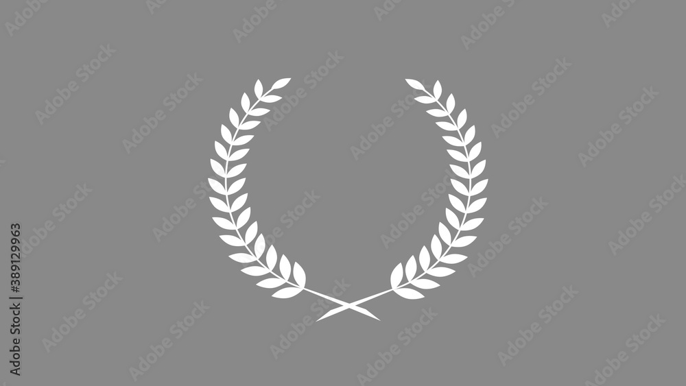 Amazing white color wreath icon on gray background, New wheat icon Amazing white color wreath icon on gray background, New wheat icon